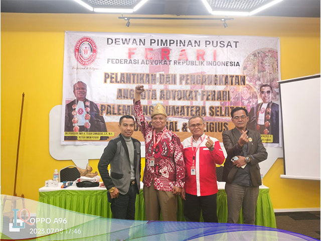 DPD FERARI Sumsel Gelar Pelantikan dan Pengangkatan 12 Anggota Advokat FERARI